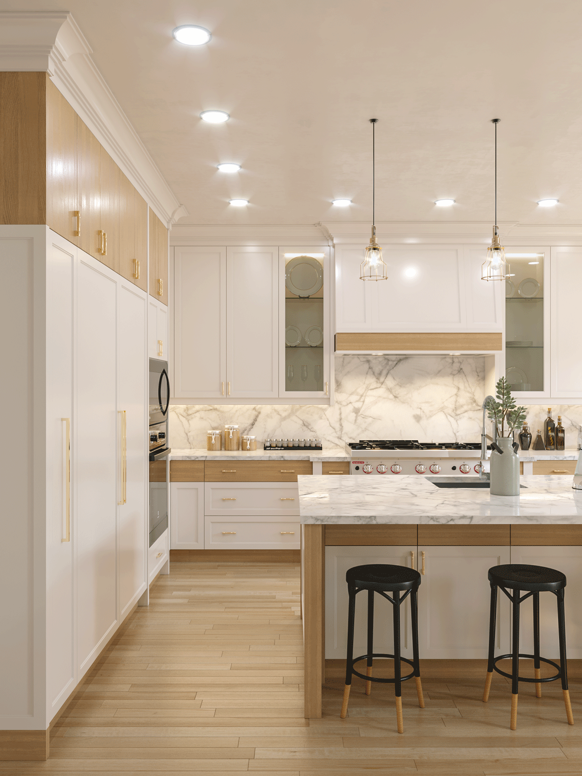 white glass wood kitchen design2