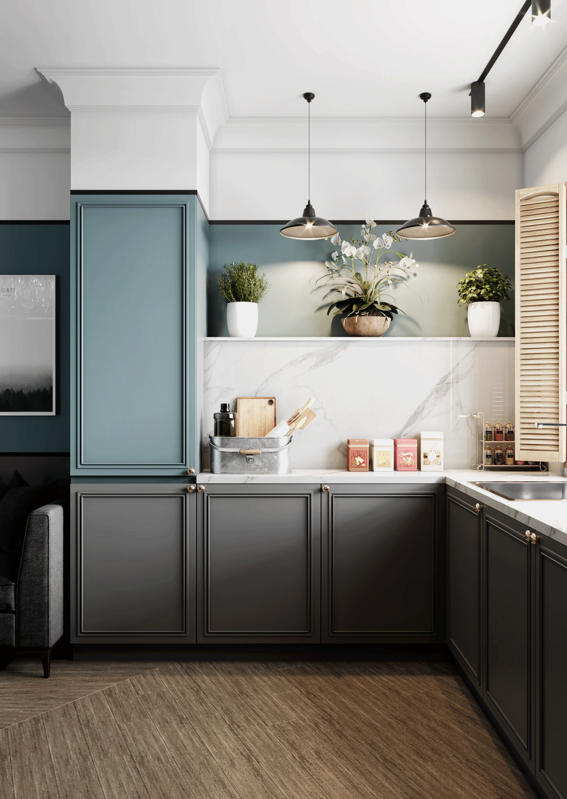 kitchen 3d design green